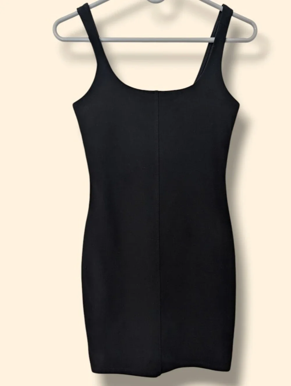 Alo Black Square Neck Fitted Bodycon Alosoft Head Start Mini Tank Dress SM - Picture 3 of 11
